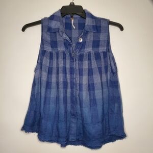 FREE PEOPLE- Blue Checkered Top- Women's- Size XS